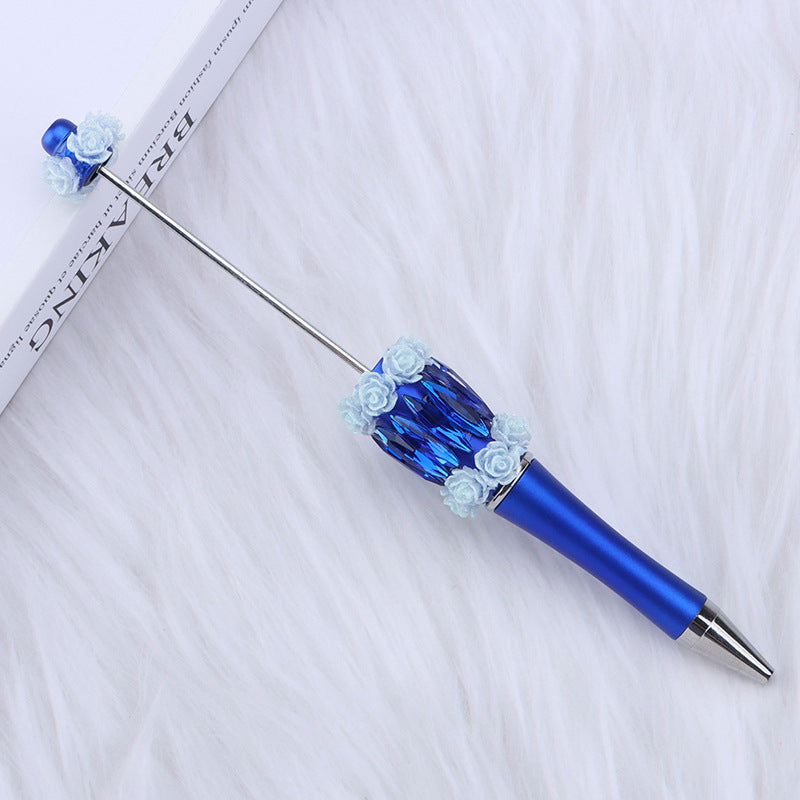 Wholesale crystal rose bead pen mermaid hanging diamond DIY plastic pen, creative flower diamond rotating gift pen