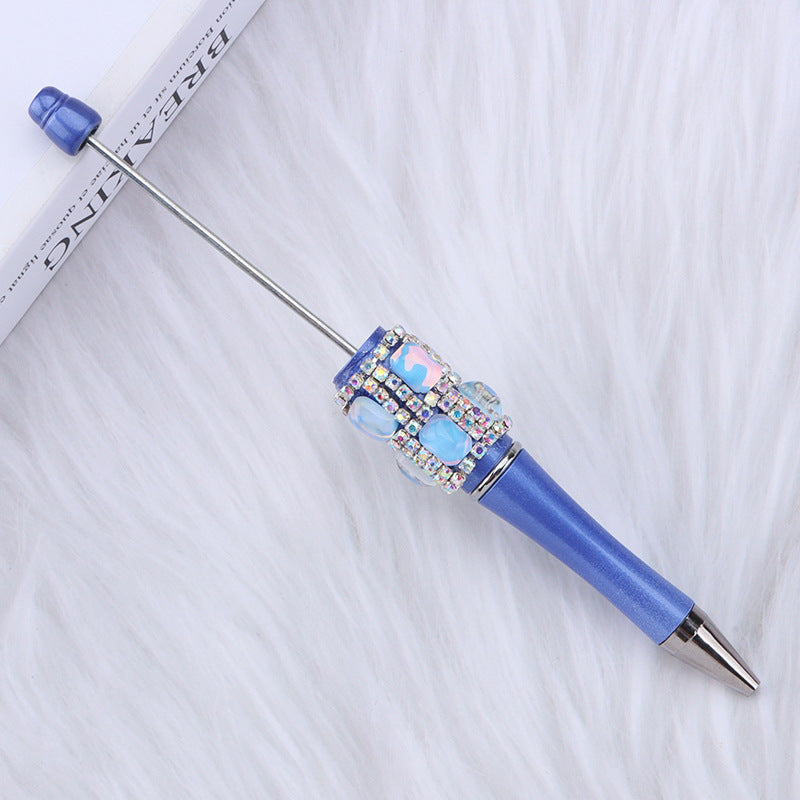 Spot creative gemstone bright diamond bead pen handmade DIY pen wholesale, red crystal agate decorative swirling plastic pen
