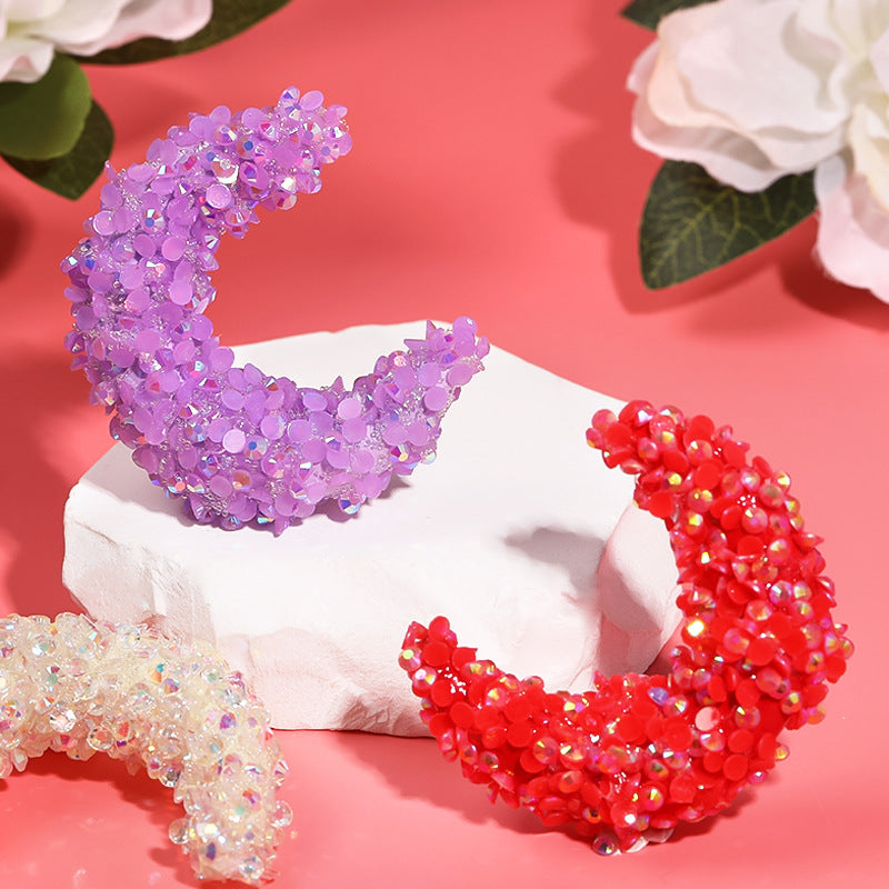 Cross-border TK jelly color big moon resin drill beads horizontal hole acrylic beads DIY jewelry accessories beaded loose beads