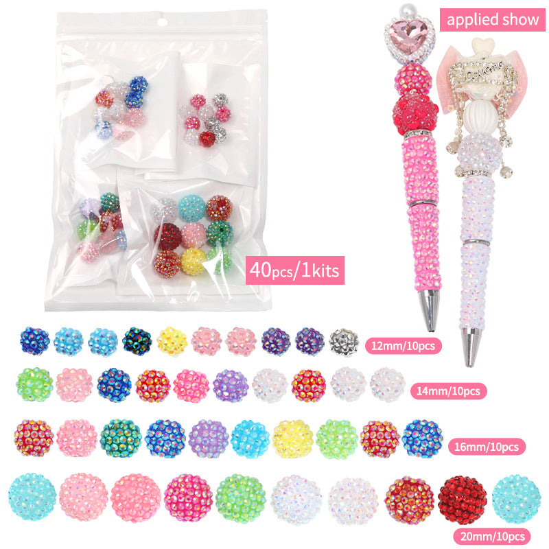 Cross-border gypsy star bayberry ball full of diamond beads, heavy industry resin diamond ball DIY bead pen mobile phone chain loose bead set