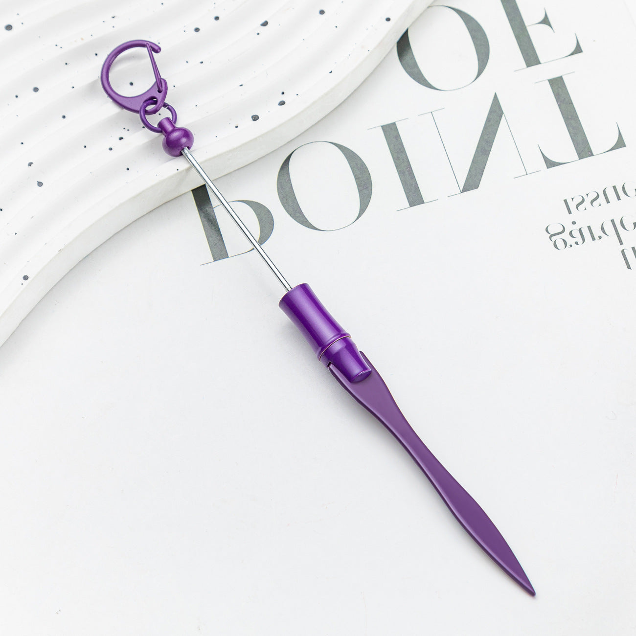 New DIY beaded letter opener multi-functional metal paper cutter keychain outdoor portable express letter opener