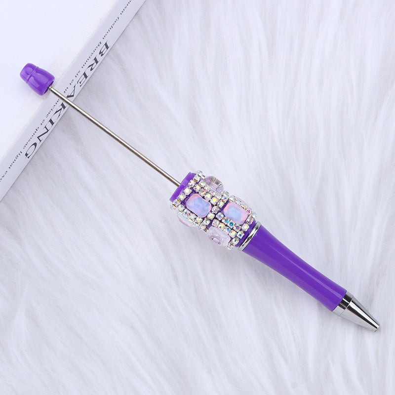 Spot creative gemstone bright diamond bead pen handmade DIY pen wholesale, red crystal agate decorative swirling plastic pen