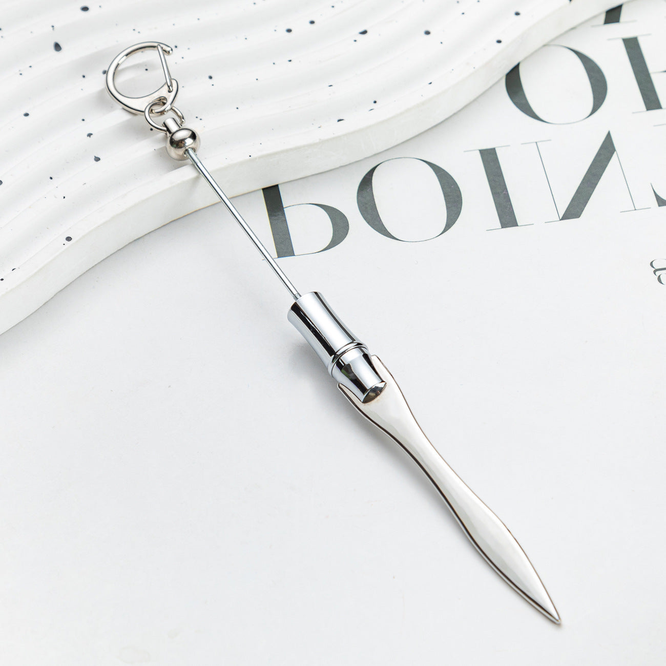 New DIY beaded letter opener multi-functional metal paper cutter keychain outdoor portable express letter opener