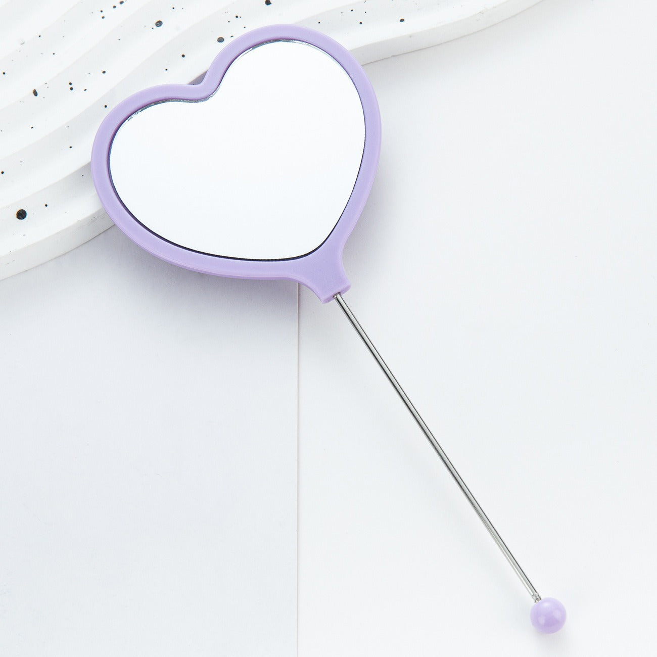 New DIY beaded handle mirror handheld makeup mirror portable single-sided vanity mirror plastic love makeup mirror