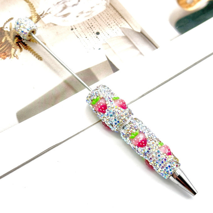 Fruit patch full diamond bead pen exquisite design shining full diamond writing smooth and realistic fruit patch decorative pen