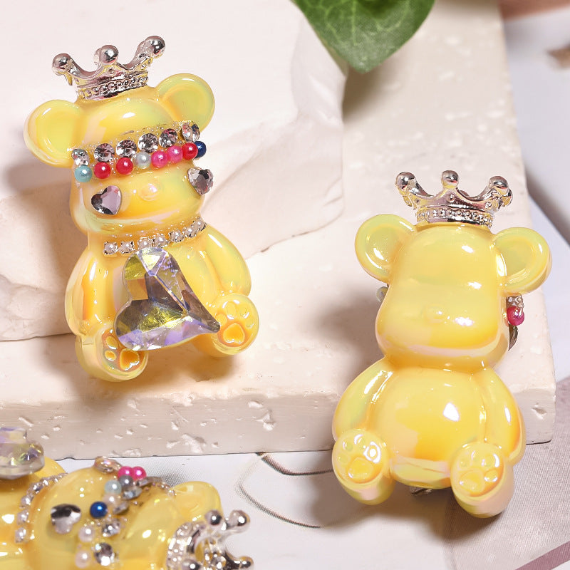 Cross-border hot sale crown bear acrylic beads violent bear through-hole beads DIY mobile phone chain beads loose beads wholesale