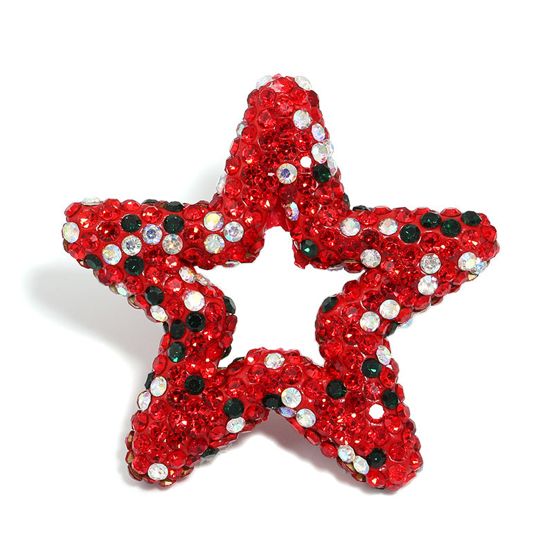 Gypsy rhinestone hollow pentagram soft pottery mud beads heavy industry beads DIY cute grain bead pen mobile phone chain accessories