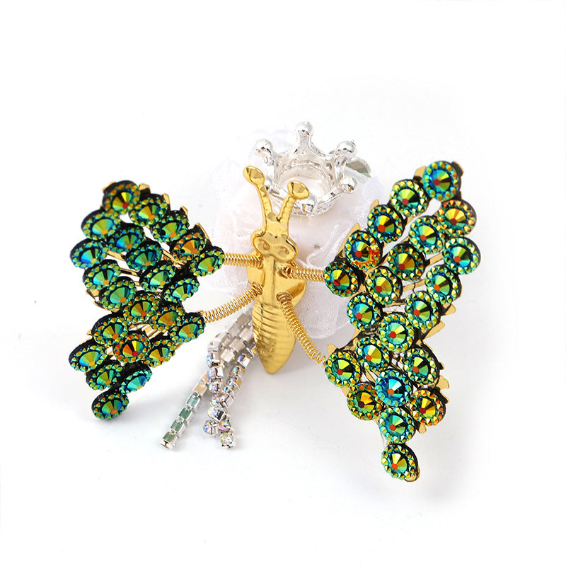 Cross-border heavy industry DIY beaded rhinestone wings butterfly square beads mobile phone chain accessories bead pen accessories wholesale