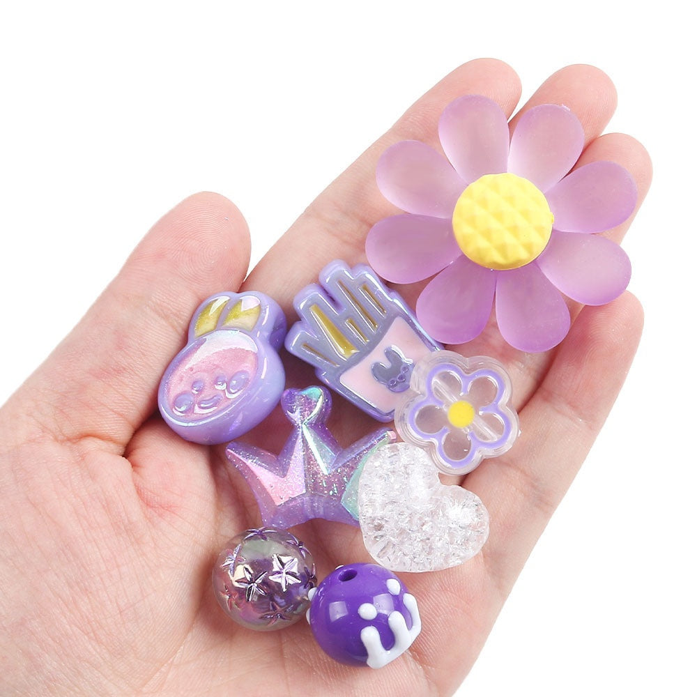 🔥🔥 NEW【For Jewelry/Bag Chain/Key Chain 】Beads Only of Purple Cherry Blossom Flourishing Series
