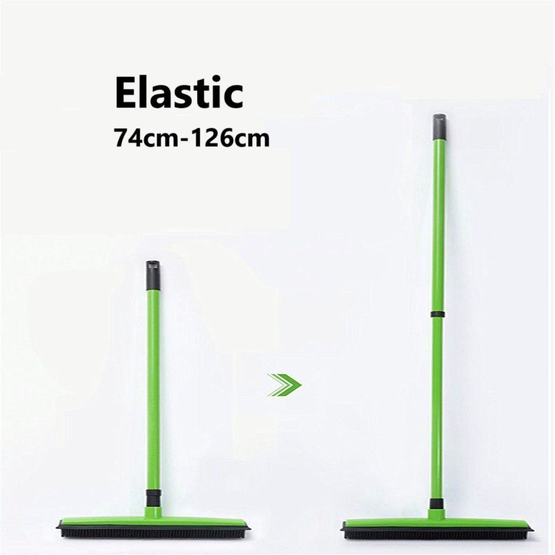 Rubber Broom with Squeegee for Carpet Pet Hair Remover