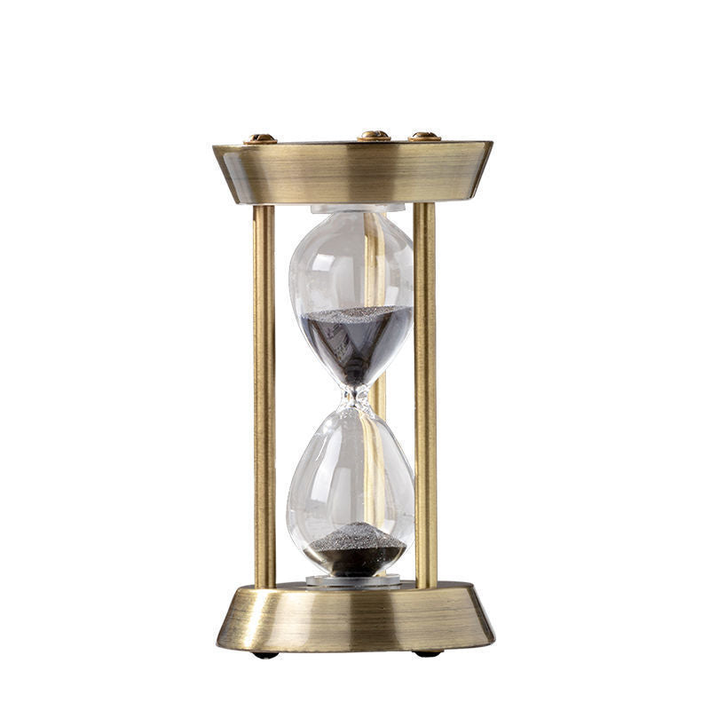 Wood‑Frame and Bronze Metal Sand Hourglass | Multi‑Color Decorative Sand Timer⏳