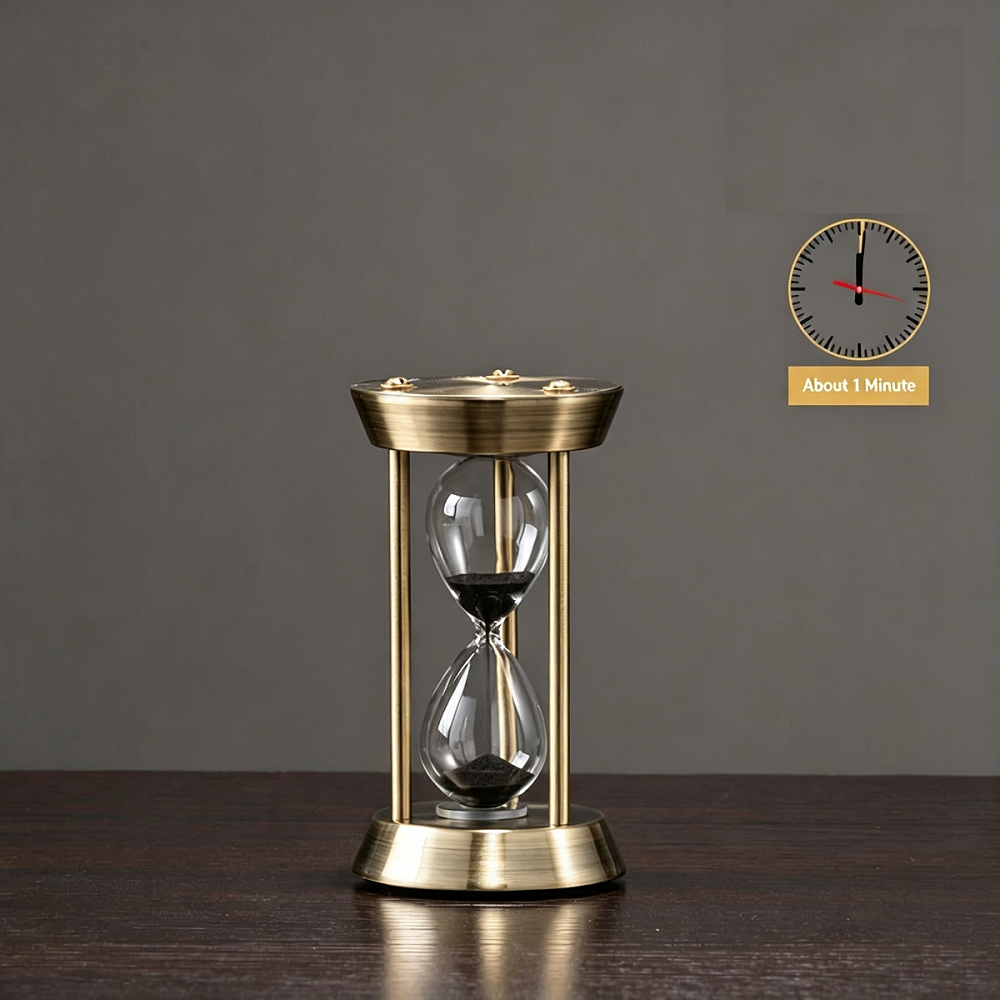 Wood‑Frame and Bronze Metal Sand Hourglass | Multi‑Color Decorative Sand Timer⏳