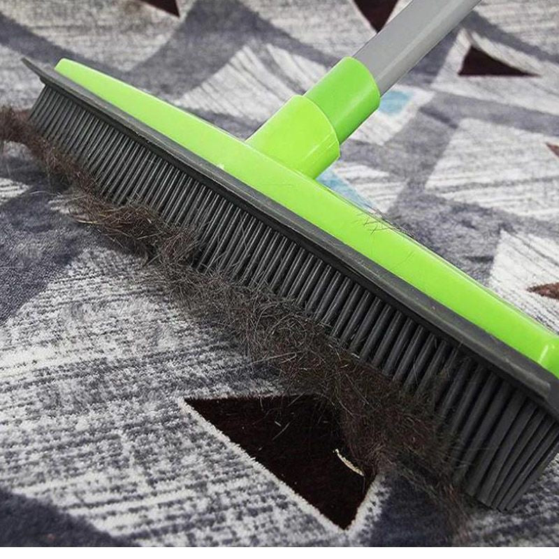 Rubber Broom with Squeegee for Carpet Pet Hair Remover