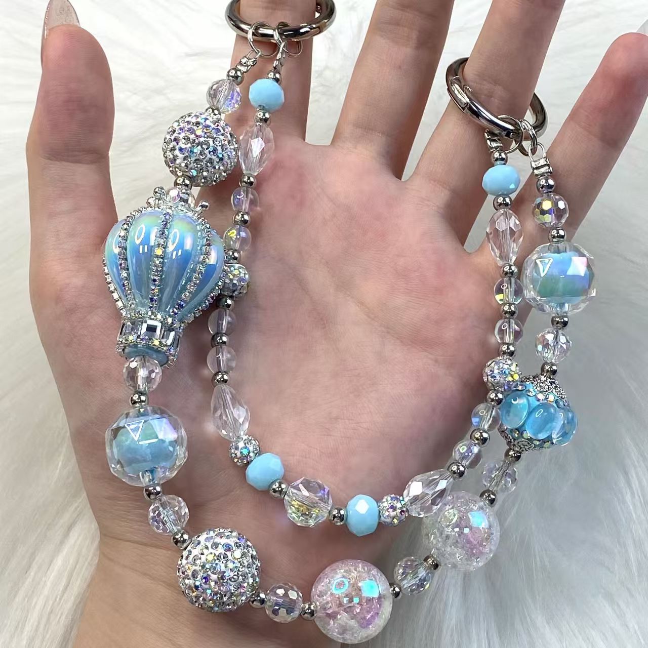 Handmade Luxury Green Dragonfly Rhinestone Beaded Phone Wrist Strap | Vintage Heavy Alloy Pendant Crystal Phone Charm Chain