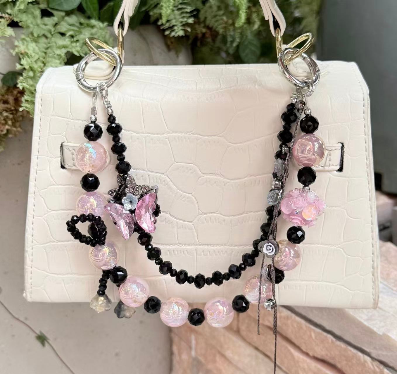 Handmade Luxury Green Dragonfly Rhinestone Beaded Phone Wrist Strap | Vintage Heavy Alloy Pendant Crystal Phone Charm Chain