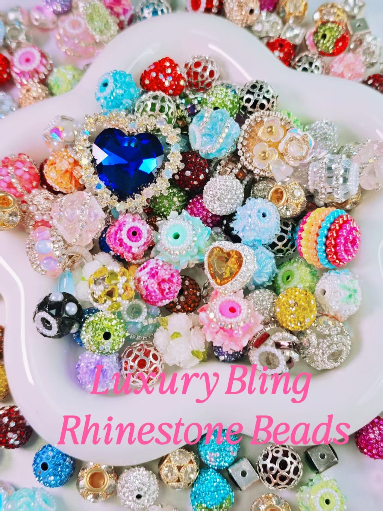 Clear Out-Luxury Bling Rhinestone Charm Beads  | Handcraft DIY Supplies-  150 Pcs Inventory Left Only