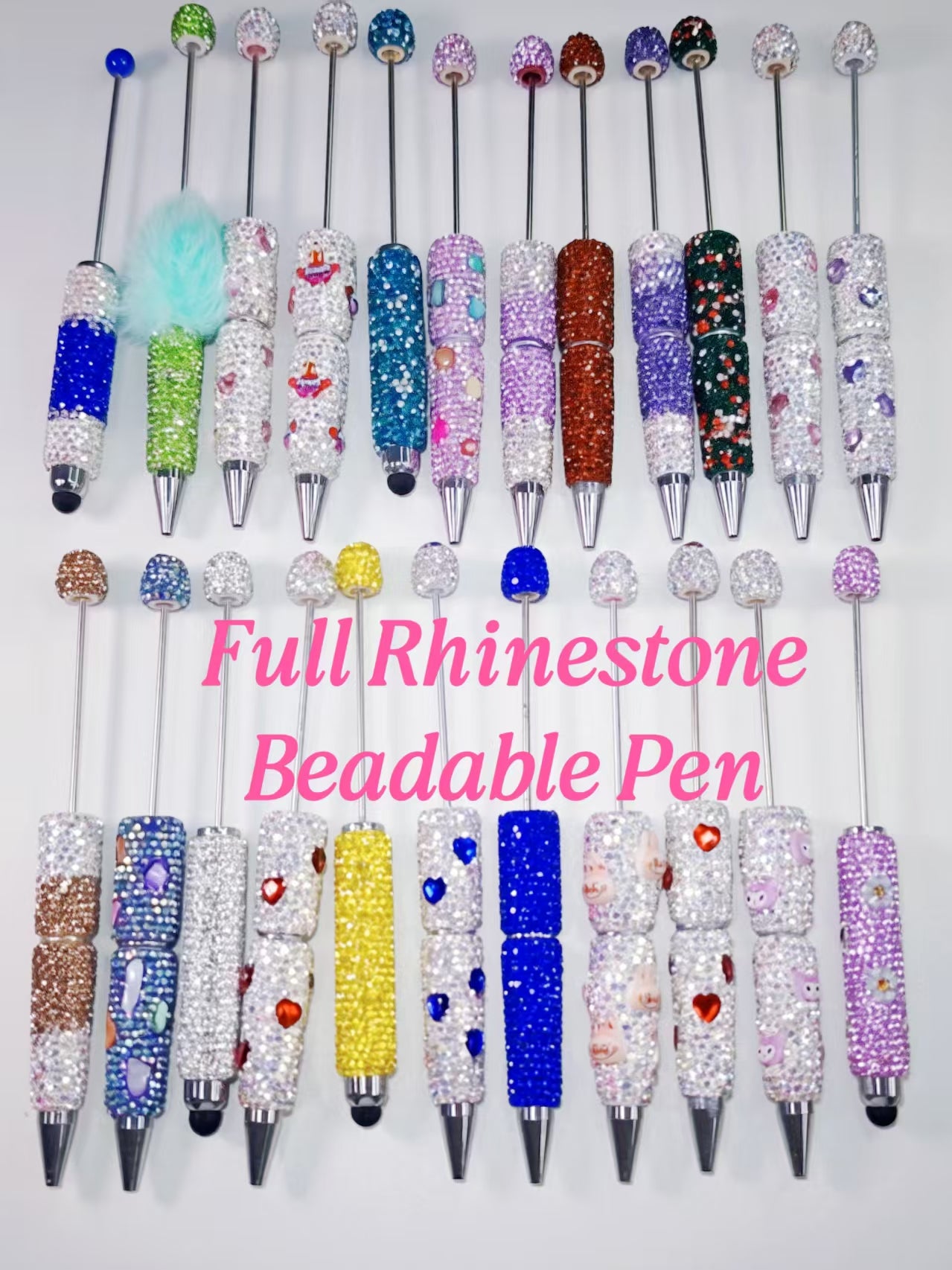 Clear Out-Full Rhinestone Bling Beadable Ballpoint Pen- 28 Pcs INventory Left Only