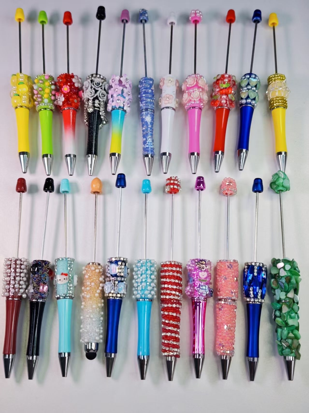 Clear Out-Handmade Bling Beadable Ballpoint Pen |Sparkling Custom Beaded Pen- 60 Pcs Inventory Left Only