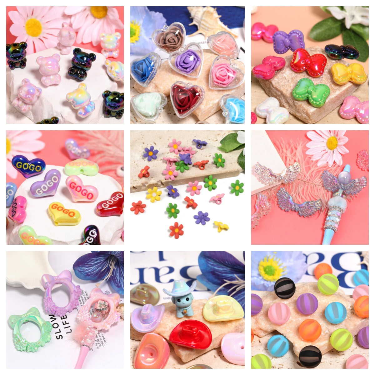 Live Product- Mixture Beaded DIY Items- Playing on Conveyor Belt