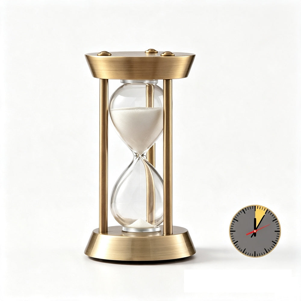 Wood‑Frame and Bronze Metal Sand Hourglass | Multi‑Color Decorative Sand Timer⏳