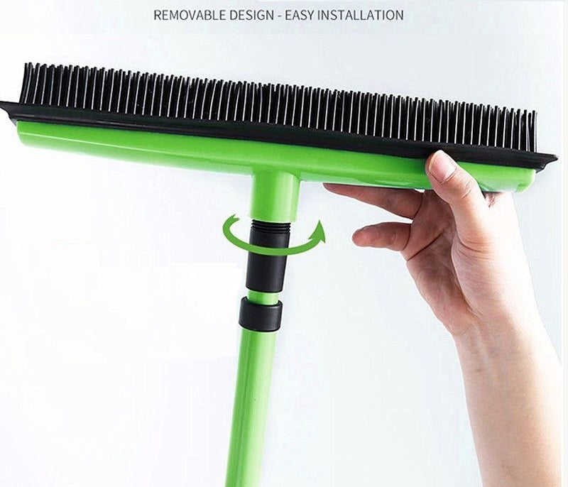 Rubber Broom with Squeegee for Carpet Pet Hair Remover