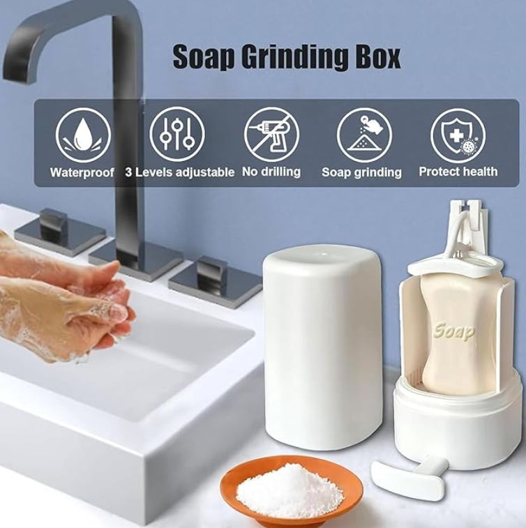 Soap Grinder for Bar Soap Wall-Mounted, No Drilling Waterproof Soap Container Cheese Grinder for Travel Kitchen Bathroom