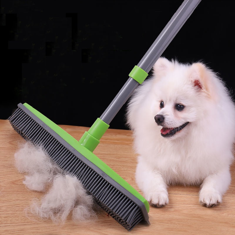 Rubber Broom with Squeegee for Carpet Pet Hair Remover