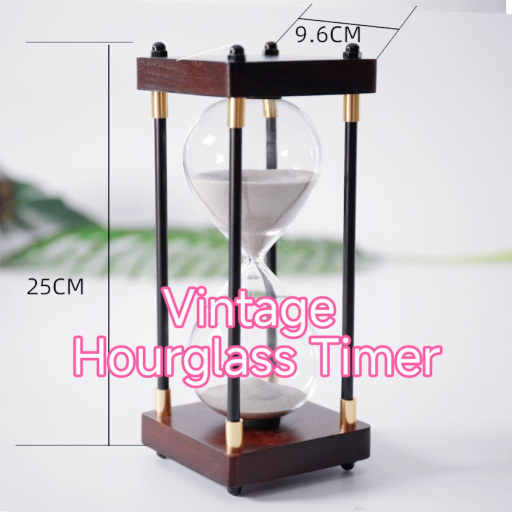 Wood‑Frame and Bronze Metal Sand Hourglass | Multi‑Color Decorative Sand Timer⏳
