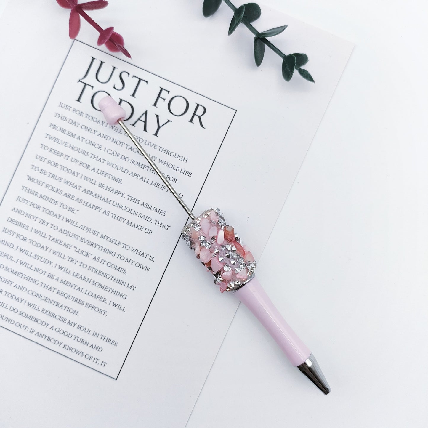 Cross-border random drilling shell gravel bead pen macaron random stone broken diamond DIY pen, spot creative rotary pen