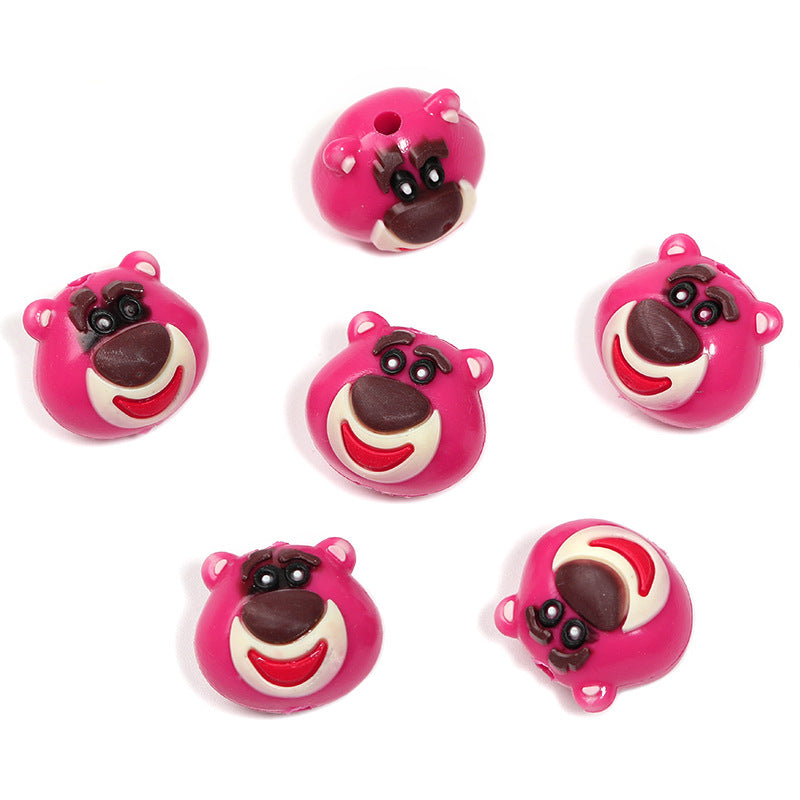 Cartoon eco-friendly silicone KT cat through-hole beads Sanrio strawberry bear doll beaded DIY mobile phone chain accessories
