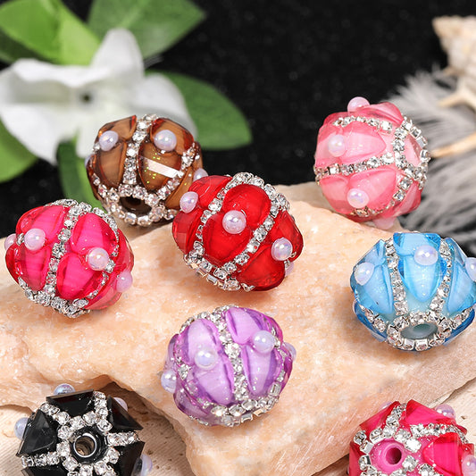 Heavy Industry Pearl Petal Diamond Ball Western Regions Princess Rhinestone Chain Bead DIY Mobile Phone Chain Bead Pen Accessories