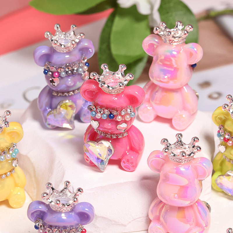 Cross-border hot sale crown bear acrylic beads violent bear through-hole beads DIY mobile phone chain beads loose beads wholesale