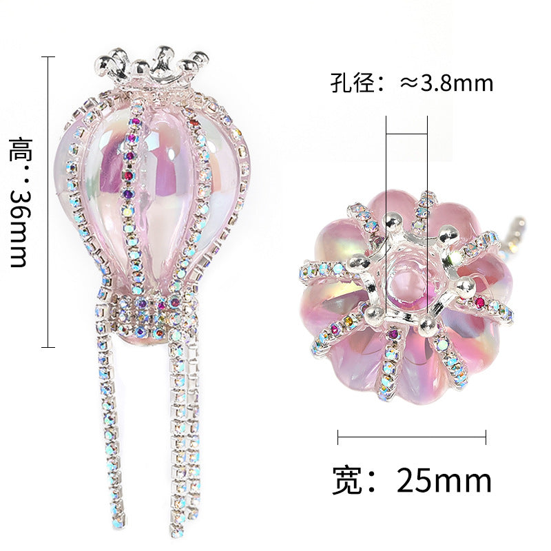 Heavy Industry Crown Hot Air Balloon Rhinestone Chain Acrylic Beads DIY Mobile Phone Chain Jewelry Accessories Beaded Loose Beads
