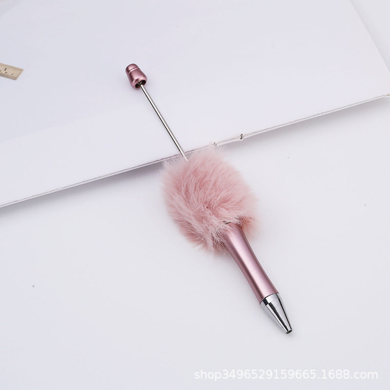 Creative DIY pen plush bead pen, macaron plush touch handmade gift bunny plush decorative ballpoint pen