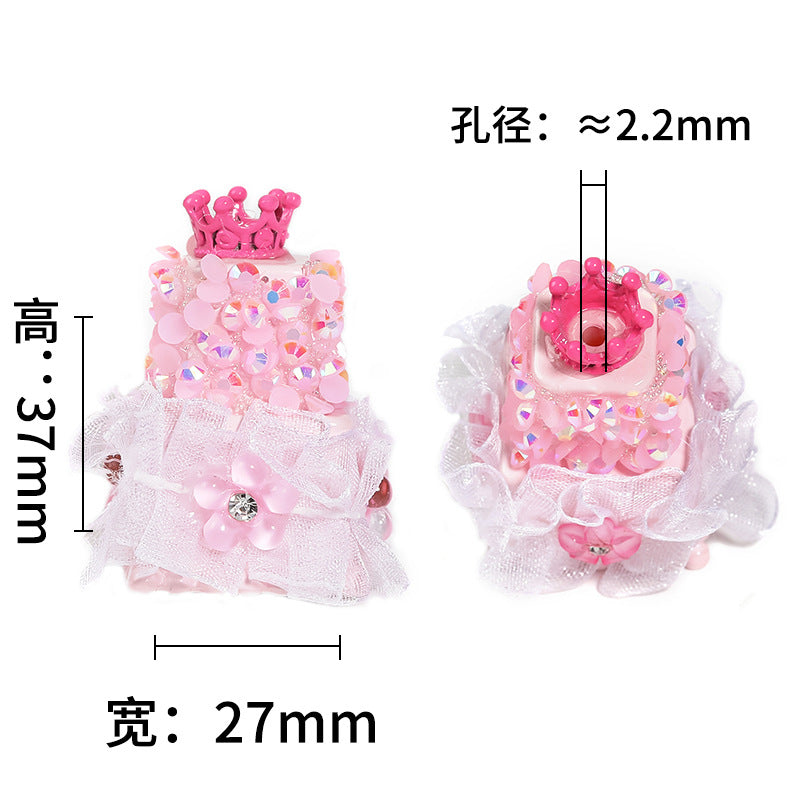 Original DIY beaded accessories crown double layer cake acrylic beads DIY mobile phone chain jewelry accessories loose beads