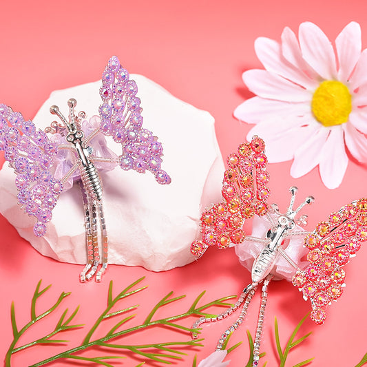 Cross-border heavy industry DIY beaded rhinestone wings butterfly square beads mobile phone chain accessories bead pen accessories wholesale