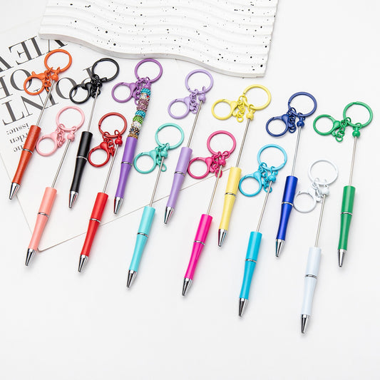 New DIY rotating medium oil ballpoint pen portable keychain bead pen handmade decorative ballpoint pen wholesale