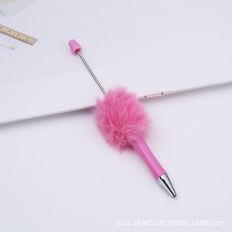 Creative DIY pen plush bead pen, macaron plush touch handmade gift bunny plush decorative ballpoint pen