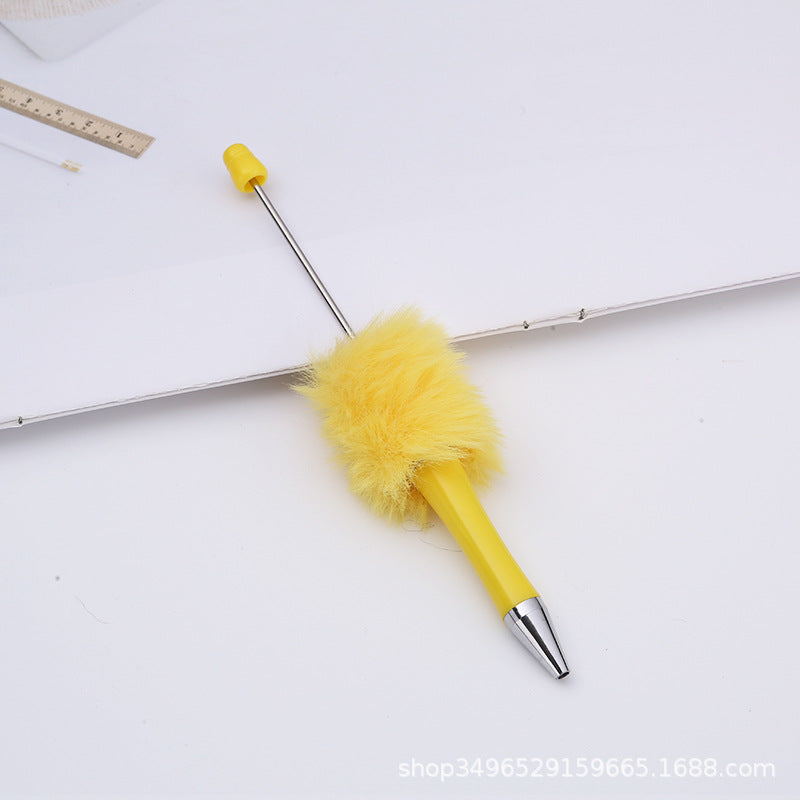 Creative DIY pen plush bead pen, macaron plush touch handmade gift bunny plush decorative ballpoint pen