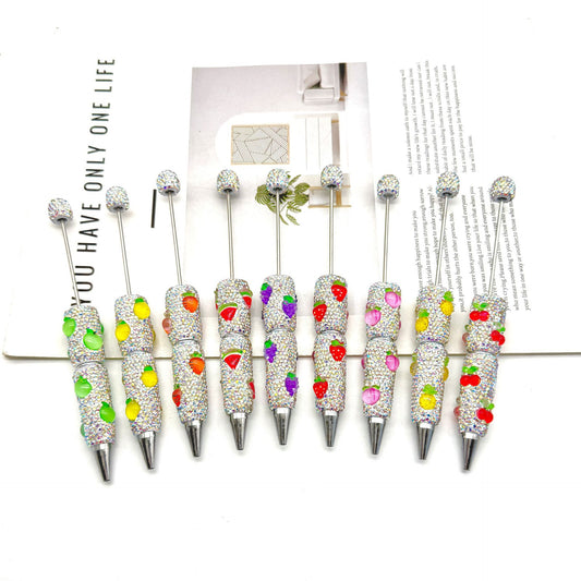 Fruit patch full diamond bead pen exquisite design shining full diamond writing smooth and realistic fruit patch decorative pen