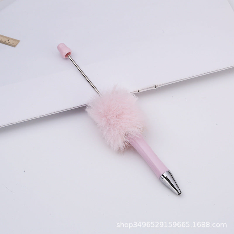 Creative DIY pen plush bead pen, macaron plush touch handmade gift bunny plush decorative ballpoint pen