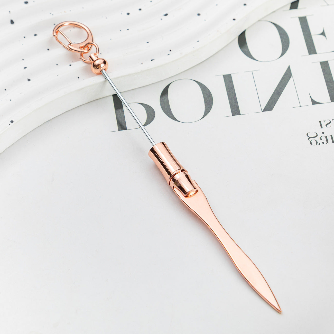 New DIY beaded letter opener multi-functional metal paper cutter keychain outdoor portable express letter opener