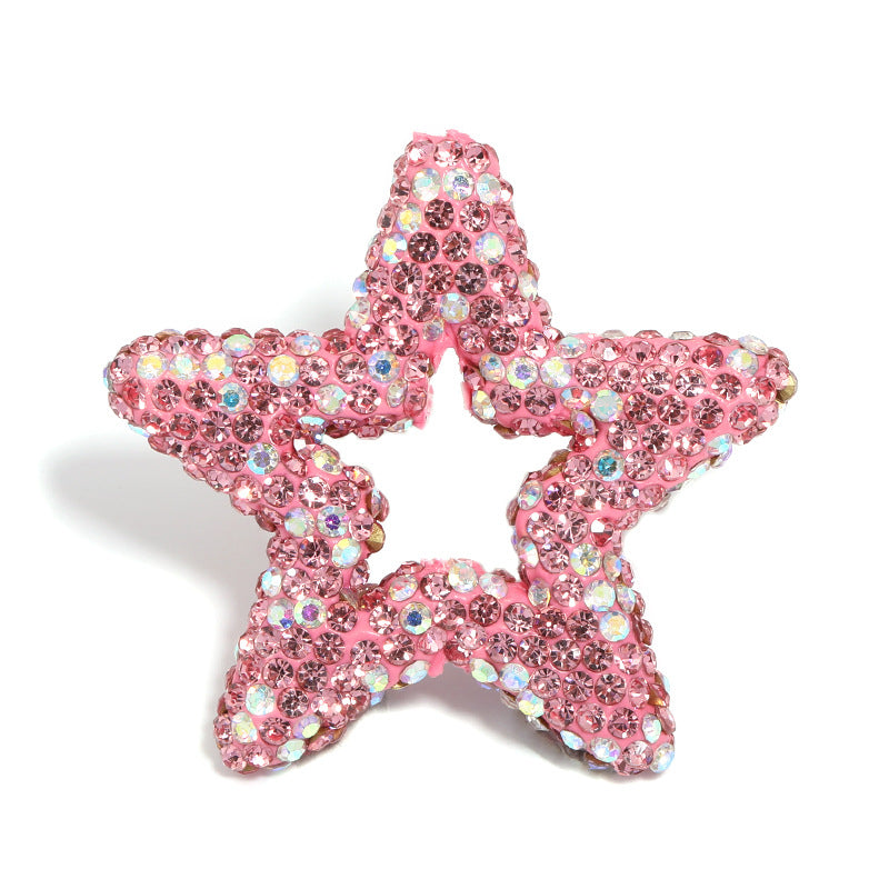 Gypsy rhinestone hollow pentagram soft pottery mud beads heavy industry beads DIY cute grain bead pen mobile phone chain accessories