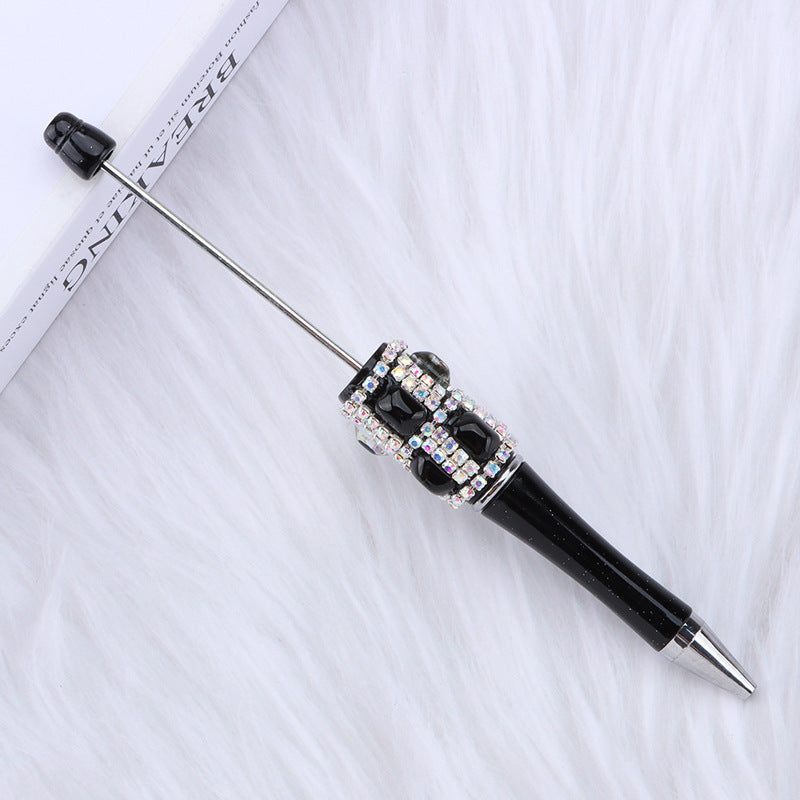 Spot creative gemstone bright diamond bead pen handmade DIY pen wholesale, red crystal agate decorative swirling plastic pen