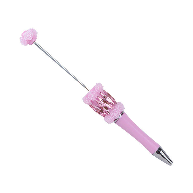 Wholesale crystal rose bead pen mermaid hanging diamond DIY plastic pen, creative flower diamond rotating gift pen