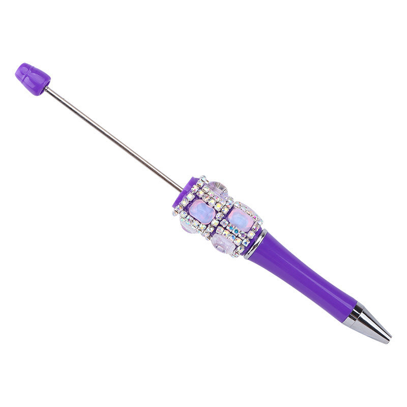 Spot creative gemstone bright diamond bead pen handmade DIY pen wholesale, red crystal agate decorative swirling plastic pen