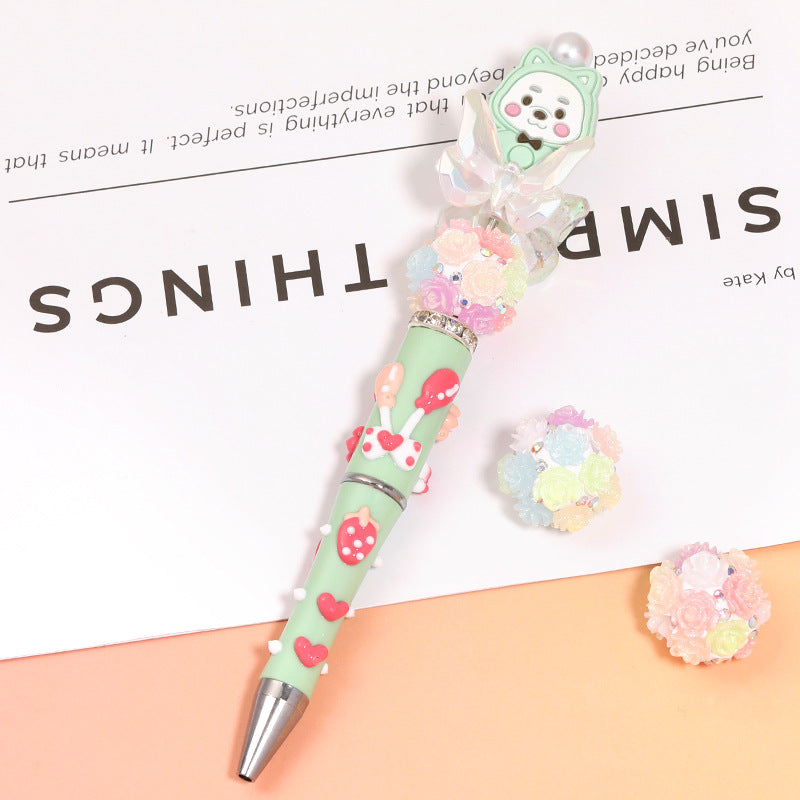 Luminous fine flash simulation rose pottery beads heavy industry camellia diamond ball beads DIY mobile phone chain beaded accessories