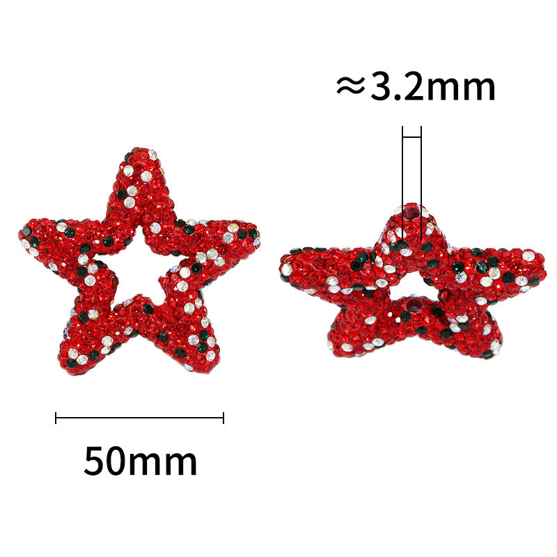 Gypsy rhinestone hollow pentagram soft pottery mud beads heavy industry beads DIY cute grain bead pen mobile phone chain accessories