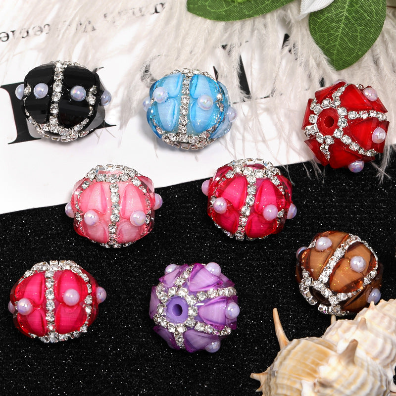 Heavy Industry Pearl Petal Diamond Ball Western Regions Princess Rhinestone Chain Bead DIY Mobile Phone Chain Bead Pen Accessories