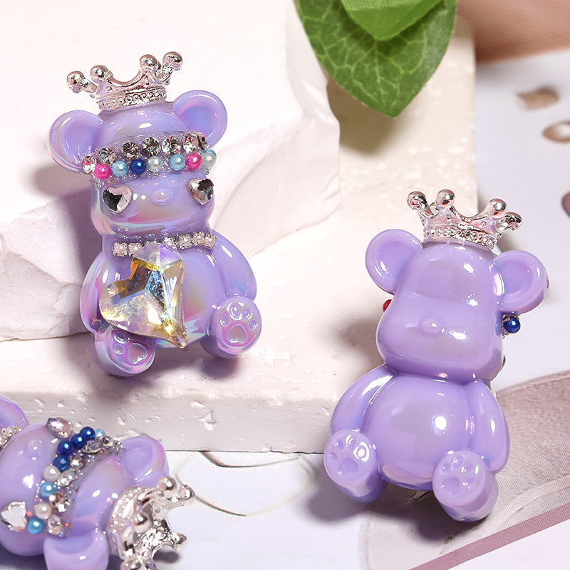 Cross-border hot sale crown bear acrylic beads violent bear through-hole beads DIY mobile phone chain beads loose beads wholesale